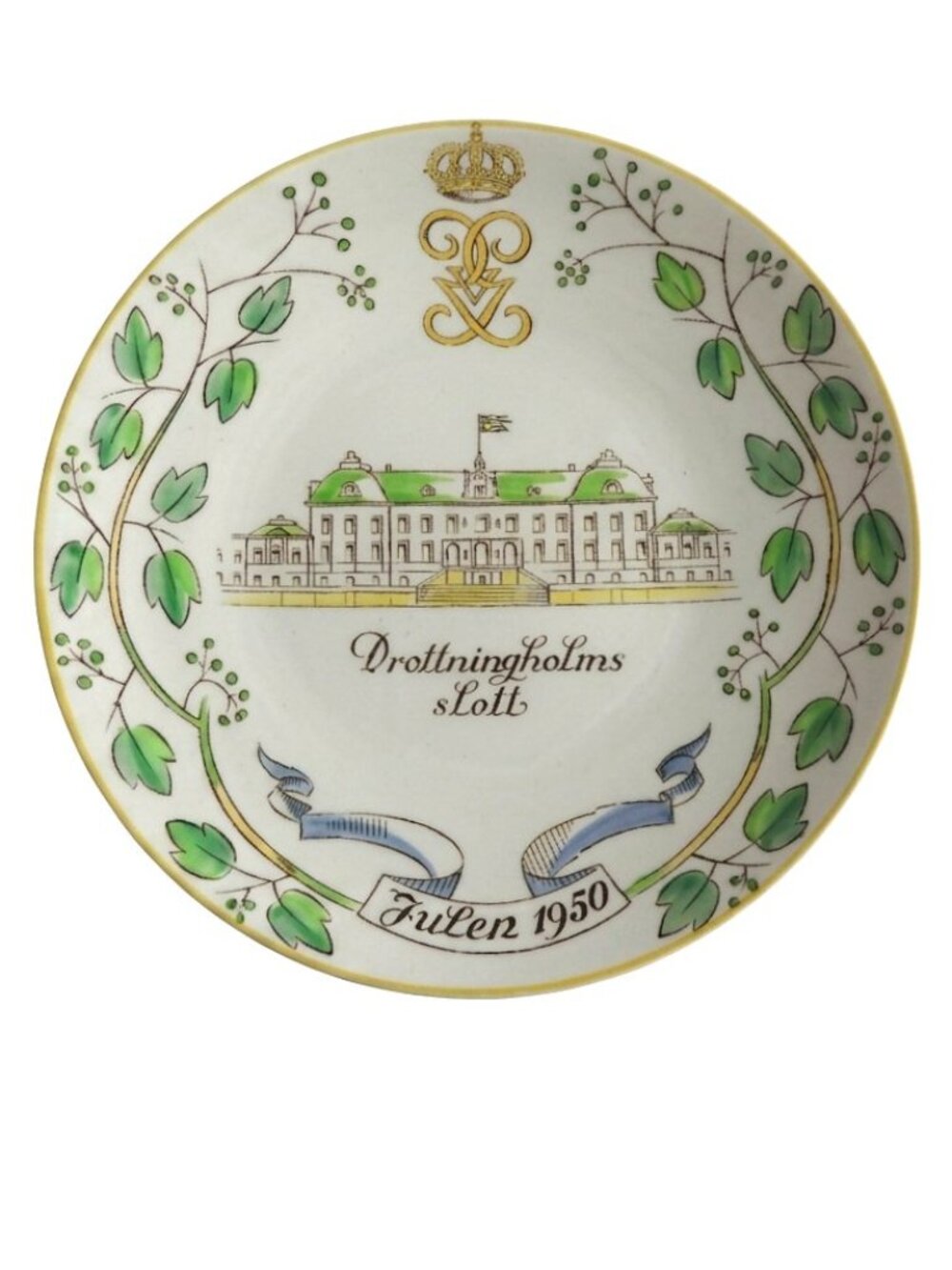 VTG Julen 1950 Gefle Sweden Christmas Wall Plate Drottningholm Slott